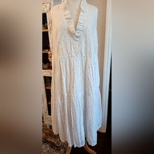 NWT Crown & Ivy Elegant White Sleeveless Dress White/metallic Sz 1X #0412